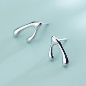 925 Sterling Silver Wishbone Stud Post back Earrings.